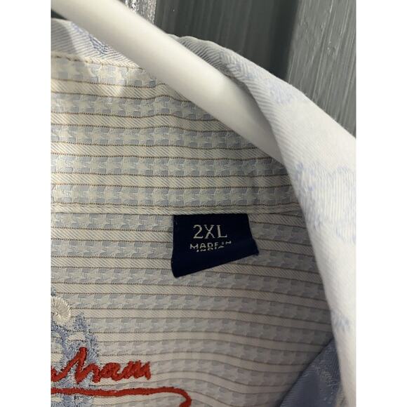 Robert Graham Men's Blue Shirt Buddha Print Long Sleeve Size 2XL Flip Cuff - Picture 7 of 9